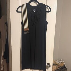 Elegant ruffled Black Sleeveless Dress